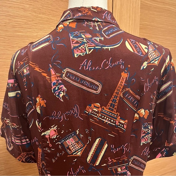 Elegant ALEXA CHUNG 
Printed dress | Burgundy| Patterned Dress | size 10 - Picture 7 of 15